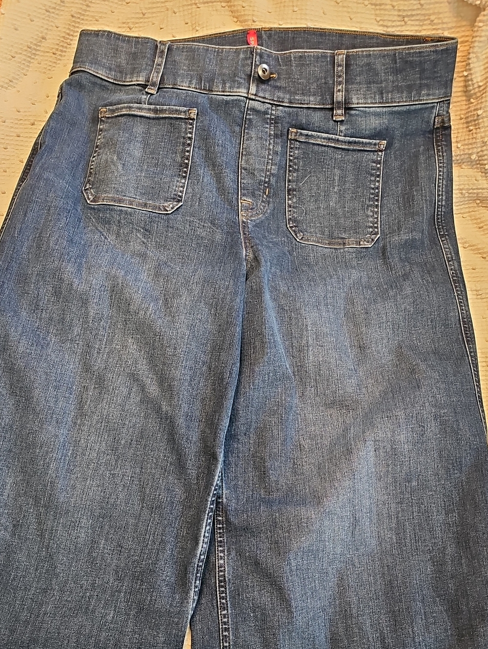 SPANX Woen's Wide-leg Crop Denim Jeans in Dark Blue